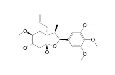 DYSODANTHIN-D;REL-(2R,3S,3AR,5R,6R,8S)-3A-ALLYL-5-METHOXY-6,8-DIHYDROXY-2-(3',4',5'-TRIMETHOXY)-3-METHYL-2,3,3A,4,5,6,7,8-OCTAHYDROBENZO-FURAN