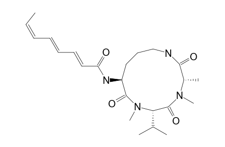 SCLEROTIOTIDE_E;(2-E,4-E,6-Z)-CYCLO-[(N-ME-L-ALA)-(N-ME-L-VAL)-(N-ALPHA-OCTA-2,4,6-TRIENOYL-L-ORN)]