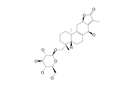 PHLOGACANTHOSIDE_A;14-BETA,19-DIHYDROXYABIETA-8,13(15)-DIEN-16,12-OLIDE_19-O-BETA-D-GLUCOPYRANOSIDE