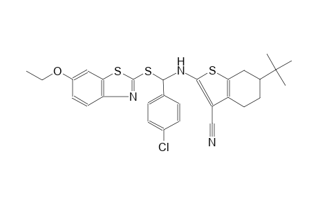 benzo[b]thiophene-3-carbonitrile, 2-[[(4-chlorophenyl)[(6-ethoxy-2-benzothiazolyl)thio]methyl]amino]-6-(1,1-dimethylethyl)-4,5,6,7-tetrahydro-