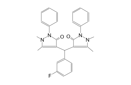 4-[(1,5-dimethyl-3-oxo-2-phenyl-2,3-dihydro-1H-pyrazol-4-yl)(3-fluorophenyl)methyl]-1,5-dimethyl-2-phenyl-1,2-dihydro-3H-pyrazol-3-one