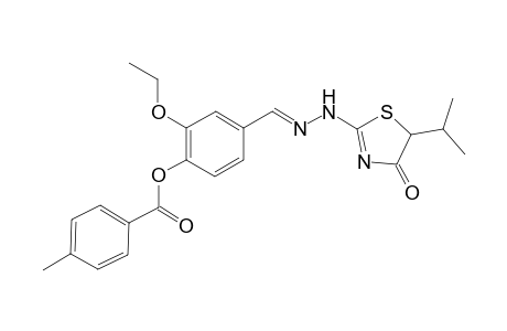 2-Ethoxy-4-{[(5-isopropyl-4-oxo-4,5-dihydro-1,3-thiazol-2-yl)hydrazono]methyl}phenyl 4-methylbenzoate