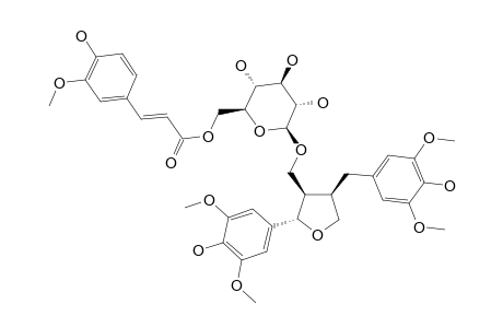 (8R,7'S,8'R)-5,5'-DIMETHOXY-LARICIRESINOL-9'-O-BETA-D-[6-O-(E)-4-HYDROXY-3-METHOXY-CINNAMOYL]-GLUCOPYRANOSIDE