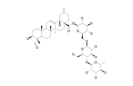 ACANJAPOSIDE-B;3-BETA-HYDROXY-23-OXO-30-NOR-OLEAN-12,20(29)-DIENE-28-OIC-ACID-28-O-ALPHA-L-RHAMNOPYRANOSYL-(1->4)-BETA-D-GLUCOPYRANOSYL-(1->6)-BETA