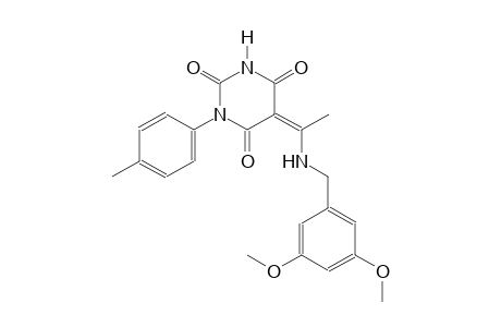 (5Z)-5-{1-[(3,5-dimethoxybenzyl)amino]ethylidene}-1-(4-methylphenyl)-2,4,6(1H,3H,5H)-pyrimidinetrione