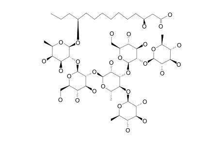 #8A;QUAMOCLINIC-ACID-C;(3S,11S)-IPUROLIC-ACID-11-O-BETA-D-QUINOVOPYRANOSYL-(1->2)-O-BETA-D-GLUCOPYRANOSYL-(1->3)-[O-BETA-D-QUINOVOPYRANOSYL-(1->4)]-O-ALPHA-L-R