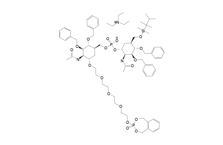 #13;2-[2-[2-[2-(1,5-DIHYDRO-2,3,4-BENZODIOXAPHASPHONATO)-ETHOXY]-ETHOXY]-ETHYL]-6-O-(2-ACETAMIDO-3,4-DI-O-BENZYL-2-DEOXY-6-O-THEXYLDIMETHYLSILYL-5A-CARBA-ALPHA