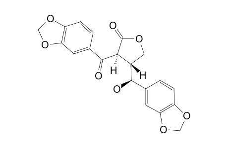 (-)-SANGUINOLIGNAN_A;(8-S,7'-S,8'-R)-3,3',4,4'-BIS-(METHYLENEDIOXY)-7'-HYDROXY-7-OXOLIGNANO-9,9'-LACTONE