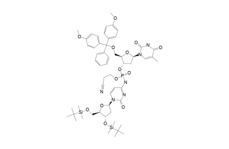 4-N-[5'-O-(4,4'-DIMETHOXYTRITYL)-THYMIDINE-3'-YL]-(2-CYANOETHYL)-PHOSPHORYL-3',5'-O-BIS-(TERT.-BUTYLDIMETHYLSILYL)-DEOXYCYTIDINE