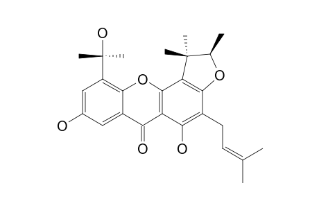 SCORTECHINONE_U;1,7-DIHYDROXY-5-(2'-HYDROXYISOPROPYL)-2-(3-METHYLBUTYL-2-ENYL)-4'',4'',5''-TRIMETHYLFURANO-(2'',3'':3,4)-XANTHONE