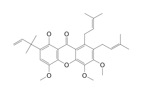 1-HYDROXY-4,5,6-TRIMETHOXY-2-(1,1-DIMETHYL-2-PROPENYL)-7,8-DI-(3-METHYL-2-BUTHENYL)-XANTHONE