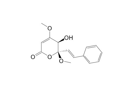 2H-Pyran-2-one, 5,6-dihydro-5-hydroxy-4,6-dimethoxy-6-(2-phenylethenyl)-, [5.alpha.,6.alpha.,6(E)]-(.+-.)-