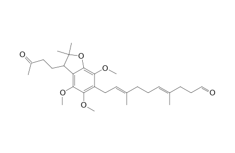 (E,E)-4,5,7-TRIMETHOXY-2,2-DIMETHYL-6-(3,7-DIMETHYL-10-OXODECA-2,6-DIENYL)-3-(3-OXOBUTYL)-2,3-DIHYDROBENZOFURAN;(E,E)-4,8-DIMETHYL-10-[4,5,7-TRIMETHOXY-2,2-DIM