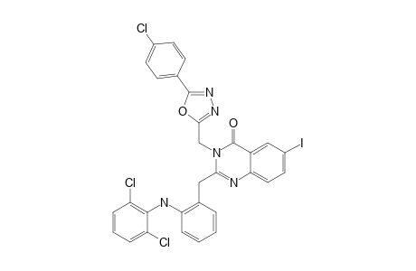 3-[[5-(4-CHLORO-PHENYL)-1,3,4-OXADIAZOL-2-YL]-METHYL]-2-[2-[(2,6-DICHLORO-PHENYL)-AMINO]-BENZYL]-6-IODO-QUINAZOLIN-4(3H)-ONE