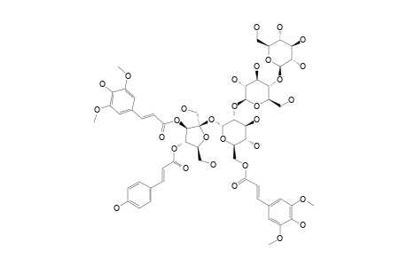 TRICORNOSE_L;3-O-(E)-SINAPOYL-[4-O-(E)-PARA-COUMAROYL]-BETA-D-FRUCTOFURANOSYL-(2->1)-[BETA-D-GLUCOPYRANOSYL-(1->4)-BETA-D-GLUCOPYRANOSYL-(1->2)]-[