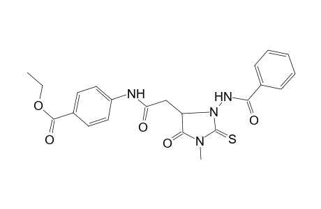 4-[[2-(3-benzamido-1-methyl-5-oxo-2-sulfanylidene-4-imidazolidinyl)-1-oxoethyl]amino]benzoic acid ethyl ester