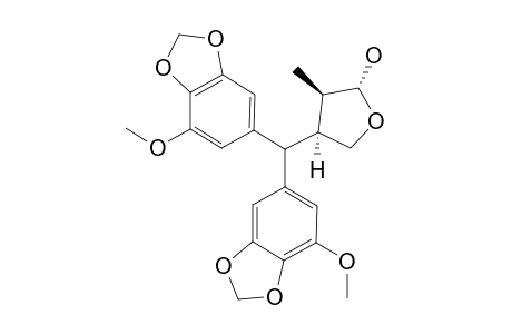 (-)-1,2-TRANS-2,3-CIS-2-METHYL-3-[BIS-(5-METHOXY-3,4-METHYLENEDIOXYPHENYL)-METHYL]-TETRAHYDROFURAN-1-OL