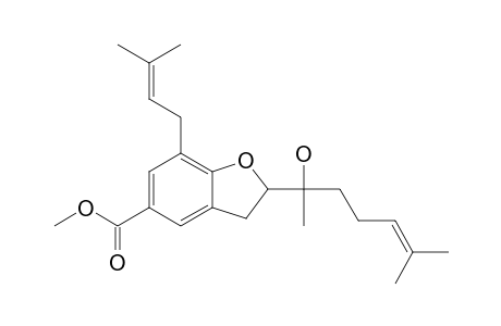 5-CARBOMETHOXY-7-(3'',3''-DIMETHYLALLYL)-2-(1'-HYDROXY-1',5'-DIMETHYLHEX-4'-ENYL)-2,3-DIHYDROBENZOFURAN