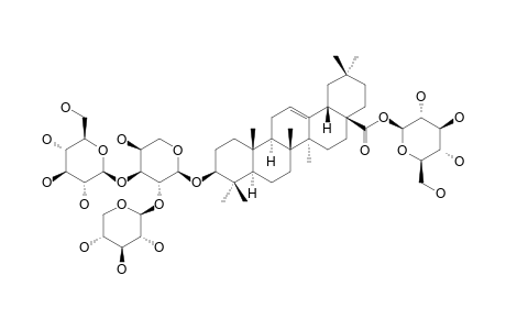 TARASAPONIN-VII-METHYLESTER;BETA-D-GLUCOPYRANOSYL-OLEANOLATE-3-O-[BETA-D-XYLOPYRANOSYL-(1->2)]-[BETA-D-GLUCOPYRANOSYL-(1->3)]-ALPHA-L-ARABINOPYRANO