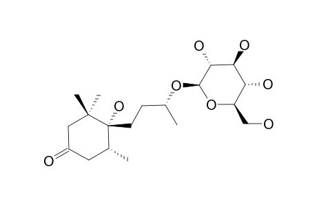 MYRSINIONOSIDE-B;DIHYDROAMPELOPSISIONIOSIDE;(5R,6R,9R)-MEGASTIGMAN-3-ON-6,9-DIOL-9-O-BETA-D-GLUCOPYRANOSIDE