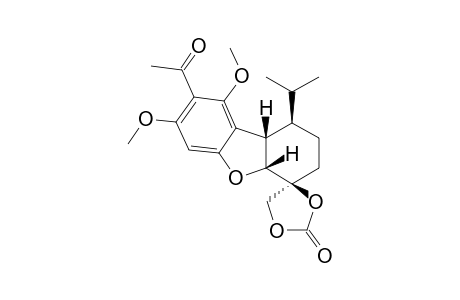 rac-(1R,4S,4aR,9bS)-8-Acetyl-7,9-dimethoxy-1-(1-methylethyl)-1,2,3,4,4a,9b-hexahydrodibenzofuran-4-spiro-4'-dioxoran-2'-one