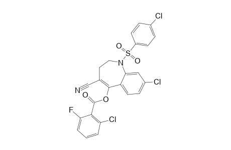 8-chloro-1-[(p-chlorophenyl)sulfonyl]-2,3-dihydro-5-hydroxy-1H-1-benzazepine-4-carbonitrile, 2-chloro-6-fluorobenzoate (ester)