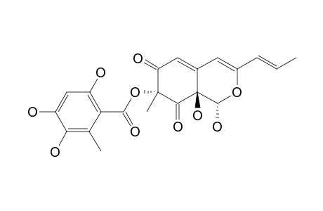 PURPURQUINONE_B;(1-S,7-R,8A-S)-1,8A-DIHYDROXY-7-METHYL-6,8-DIOXO-3-(E-PROP-1-ENYL)-6,7,8,8A-TETRAHYDRO-1-H-ISOCHROMEN-7-YL_2,4