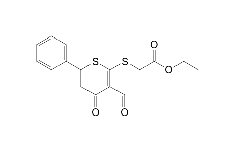 2-[(3-formyl-4-keto-6-phenyl-5,6-dihydrothiopyran-2-yl)thio]acetic acid ethyl ester