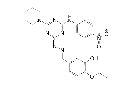 benzaldehyde, 4-ethoxy-3-hydroxy-, [4-[(4-nitrophenyl)amino]-6-(1-piperidinyl)-1,3,5-triazin-2-yl]hydrazone