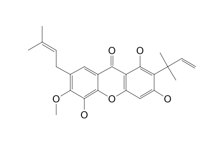 CUDRAFRUTIXANTHONE_A;1,3,5-TRIHYDROXY-6-METHOXY-2-(1,1-DIMETHYL-2-PROPENYL)-7-(3-METHYL-2-BUTENYL)-9-H-XANTHEN-9-ONE