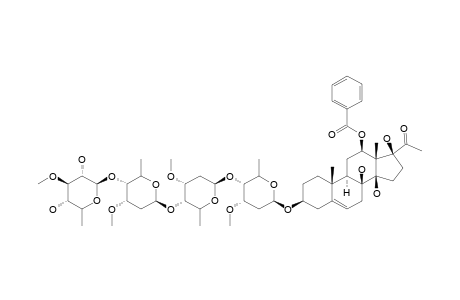 #2;12-O-BENZOYLDEACYLMETAPLEXIGENIN-3-O-BETA-D-THEVETOPYRANOSYL-(1->4)-BETA-D-CYMAROPYRANOSYL-(1->4)-BETA-D-CYMAROPYRANOSYL-(1->4)-BETA-D-CYMAROPYRANOSI