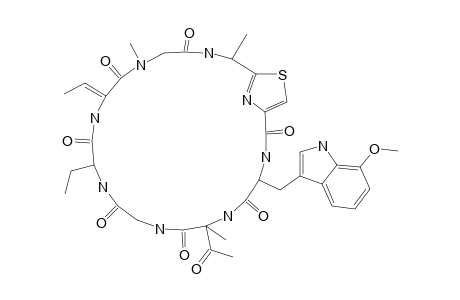 ZELKOVAMYCIN;CYCLO-[GLYCYL-(2-AMINO-BUTANOYL)-(2-AMINO-2-BUTENOYL)-(N-METHYL-GLYCYL)-ALANAYL-1,3-THIAZOYL-7-METHOXY-TRYPTOPHANYL-(2-METHYL-DEHYDRO-THERONYL)]