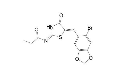 propanamide, N-[(2E,5Z)-5-[(6-bromo-1,3-benzodioxol-5-yl)methylene]-4-oxothiazolidinylidene]-