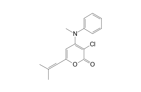 3-chloro-4-(N-methylanilino)-6-(2-methylpropenyl)-2H-pyran-2-one