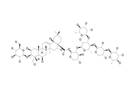 3-O-(BETA-D-GLUCOPYRANOSYL)-28-O-[ALPHA-L-RHAMNOPYRANOSYL-(1->3)-BETA-D-XYLOPYRANOSYL-(1->4)-[ALPHA-L-RHAMNOPYRANOSYL-(1->3)]-ALPHA-L-RHAMNOPYRANOS