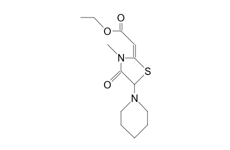 5-(1-Piperidinyl)-2-carbethoxy-ylidene-3-methyl-thiazolidinone