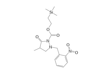 1-Pyrazolidinecarboxylic acid, 4-methyl-2-[(2-nitrophenyl)methyl]-5-oxo-, 2-(trimethylsilyl)ethyl ester, (.+-.)-