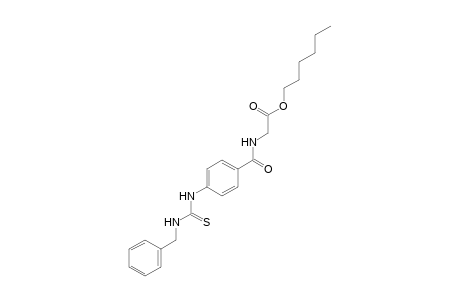 p-(3-benzyl-2-thioureido)hippuric acid, hexyl ester