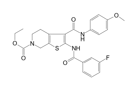 2-[(3-fluorobenzoyl)amino]-3-[(4-methoxyphenyl)carbamoyl]-5,7-dihydro-4H-thieno[2,3-c]pyridine-6-carboxylic acid ethyl ester