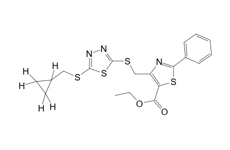 4-{{{5-[(cyclopropylmethyl)thio]-1,3,4-thiadiazol-2-yl}thio}methyl}-2-phenyl-5-thiazolecarboxylic acid, ethyl ester