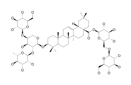 SCABIOSAPONIN-D;3-O-[ALPHA-L-RHAMNOPYRANOSYL-(1->2)]-[BETA-D-GLUCOPYRANOSYL-(1->4)]-ALPHA-L-ARABINOPYRANOSYLOLEANOLIC-ACID-28-O-BETA-D-GLUCOPYRANOS