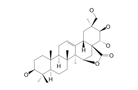 BRIDGESIGENIN-B;3-BETA,21-BETA,22-ALPHA,30-TETRAHYDROXY-OLEAN-12-EN-28->15-BETA-LACTONE