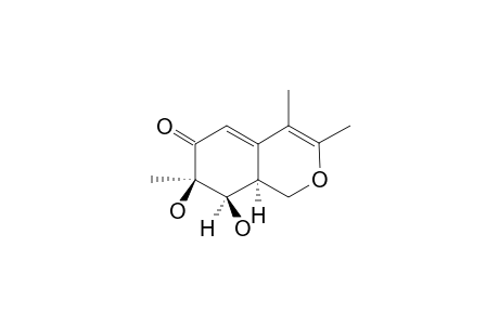 MYXOSTIOL;(7R*,8R*,8AS*)-7,8-DIHYDRO-3,4,7-TRIMETHYL-1H,8AH-6-OXO-CYCLOHEXA-[4,3-C]-PYRAN