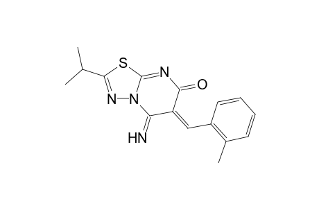 7H-[1,3,4]thiadiazolo[3,2-a]pyrimidin-7-one, 5,6-dihydro-5-imino-2-(1-methylethyl)-6-[(2-methylphenyl)methylene]-, (6Z)-