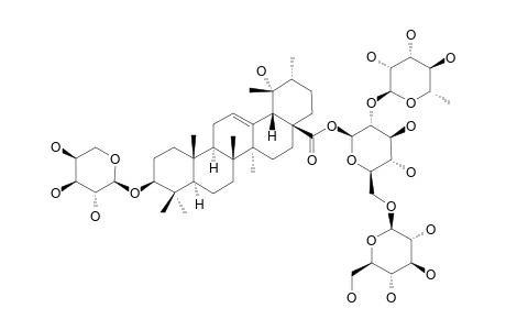 ILEXOSIDE_VI;3-O-ALPHA-L-ARABINOPYRANOSYL-POMOLIC_ACID_28-O-[ALPHA-L-RHAMNOPYRANOSYL-(1->2)]-[BETA-D-GLUCOPYRANOSYL-(1->6)]-BETA-D-GLUCOPYRANOSIDE