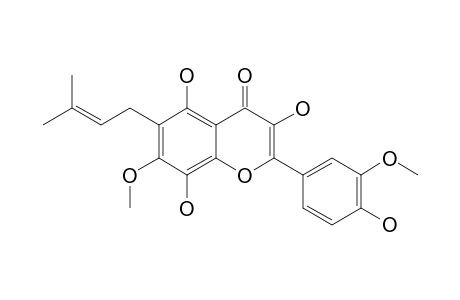 3,5,8,4'-TETRAHYDROXY-7,3'-DIMETHOXY-6-(3-METHYLBUT-2-ENYL)-FLAVONE