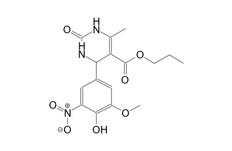 5-pyrimidinecarboxylic acid, 1,2,3,4-tetrahydro-4-(4-hydroxy-3-methoxy-5-nitrophenyl)-6-methyl-2-oxo-, propyl ester