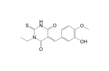 4,6(1H,5H)-pyrimidinedione, 1-ethyldihydro-5-[(3-hydroxy-4-methoxyphenyl)methylene]-2-thioxo-, (5E)-