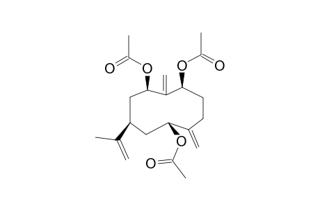 AGERATRIOL-PERACETATE;(1R*,5R*,7S*,9S*)-1,5,9-TRIACETOXYGERMACRA-4(15),10(14),11(13)-TRIENE