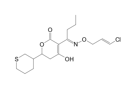 2H-Pyran-2-one, 3-[1-[[(3-chloro-2-propenyl)oxy]imino]butyl]-5,6-dihydro-4-hydroxy-6-(tetrahydro-2H-thiopyran-3-yl)-